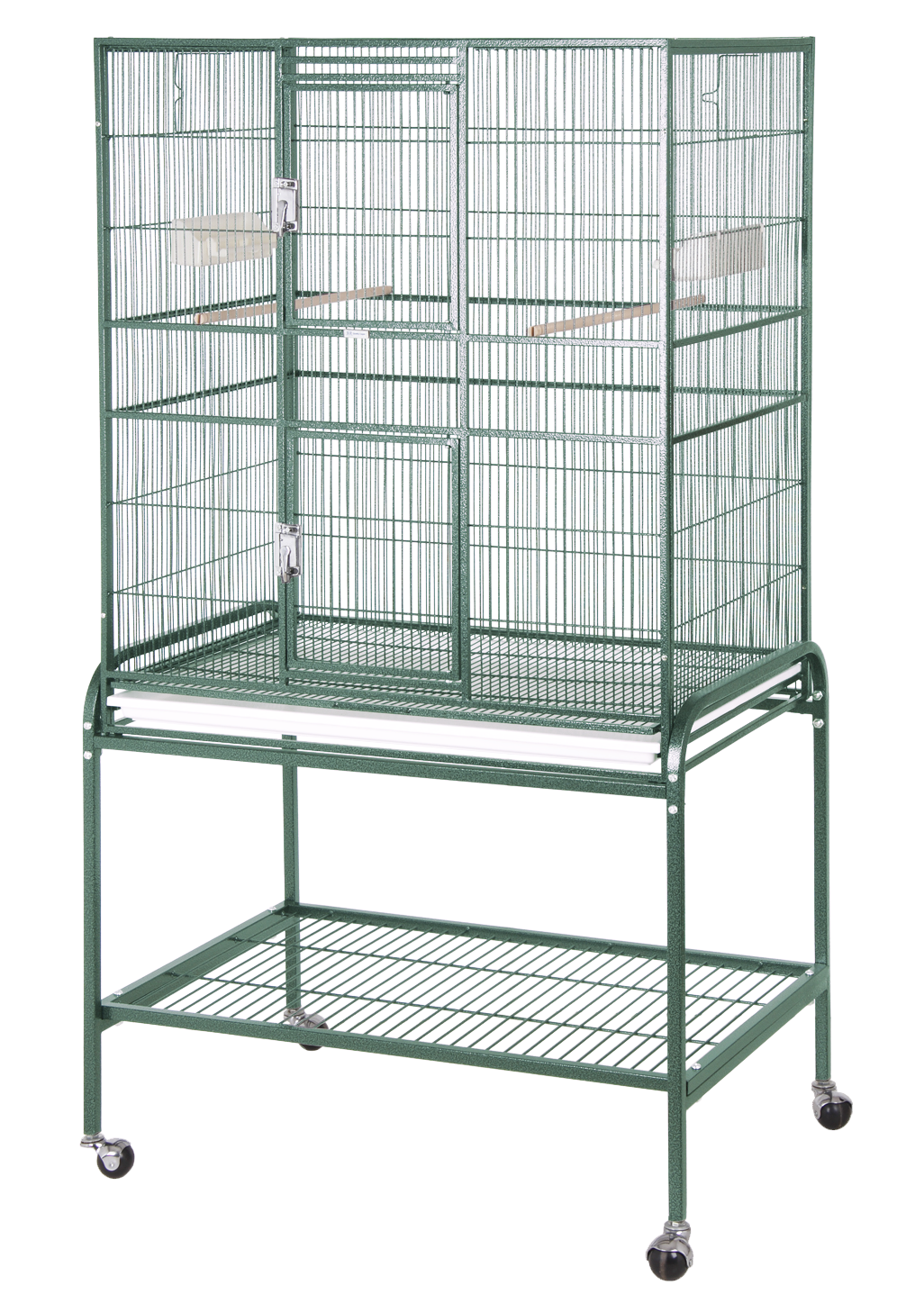 Double Door Flight Cage & Stand - Green 32"x21"x63"