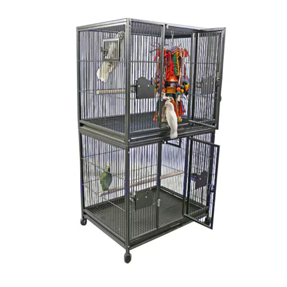 Double Stack Breeder Cage - Black 40"x30"x73"