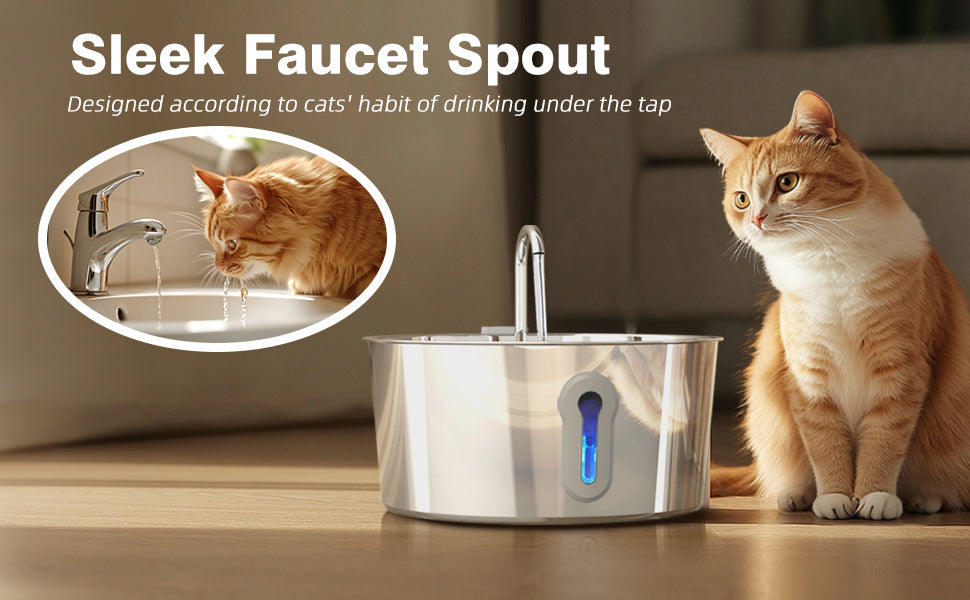 Stainless Steel Cat Water Fountain & 8+4 Replacement filters, 135oz/4L Automatic Pet Fountain Dog Water Dispenser for Cats Dogs