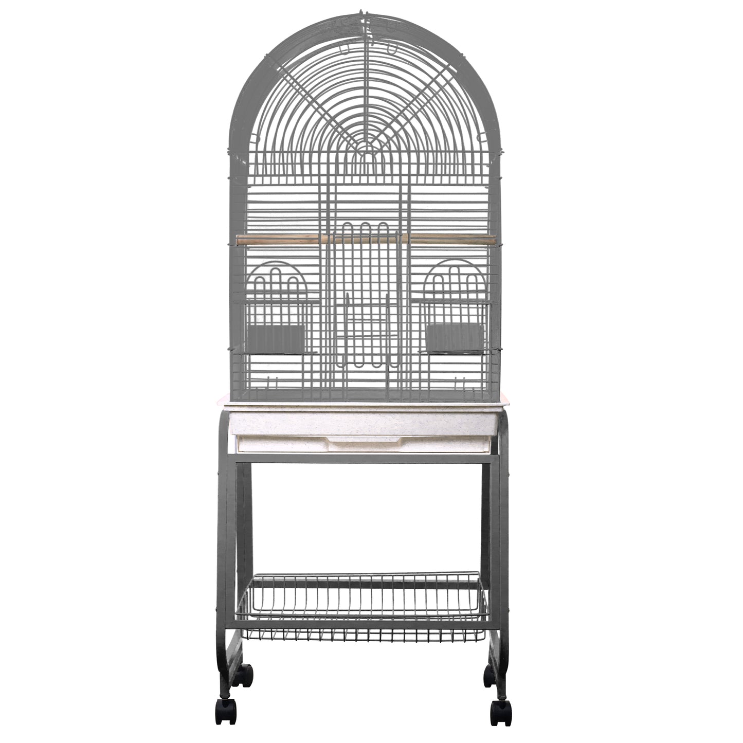 Opening Dome Top, Plastic Base, and Removable Metal Stand - Platinum 22"x17"x58"