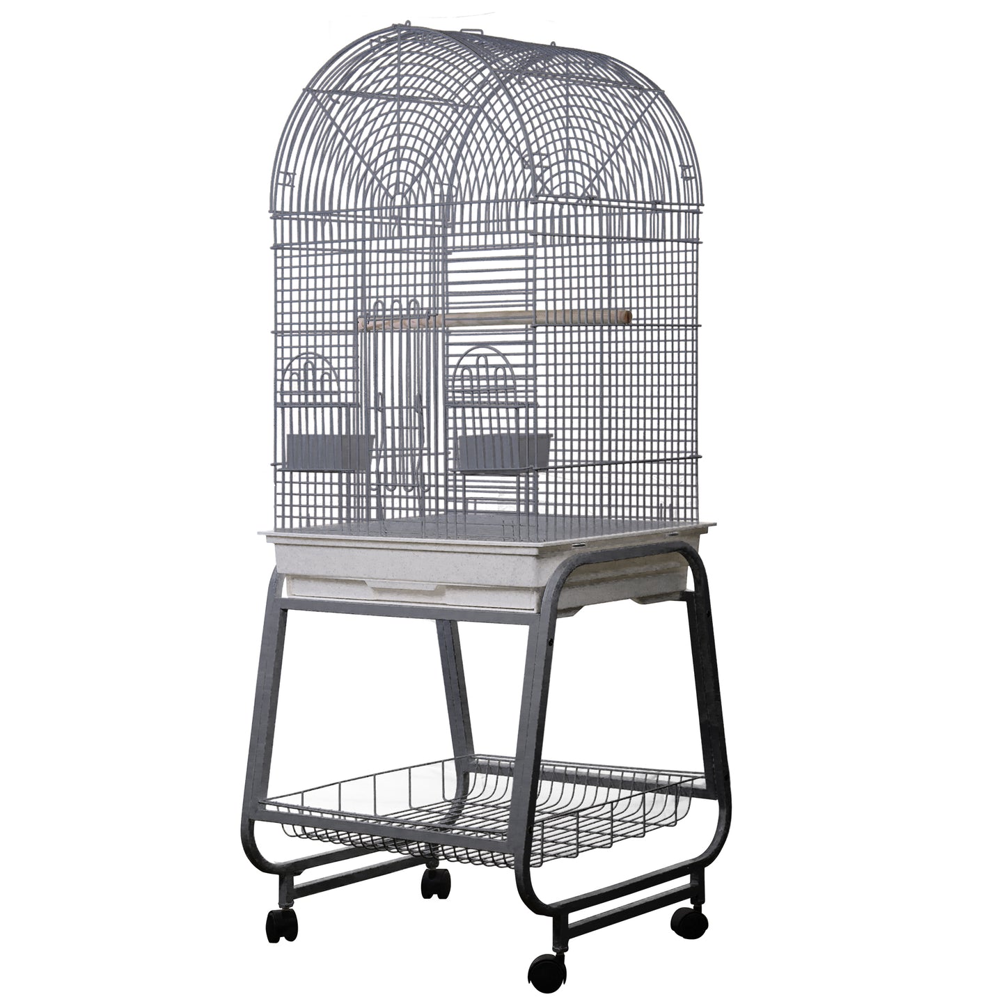 Opening Dome Top, Plastic Base, and Removable Metal Stand - Platinum 22"x17"x58"