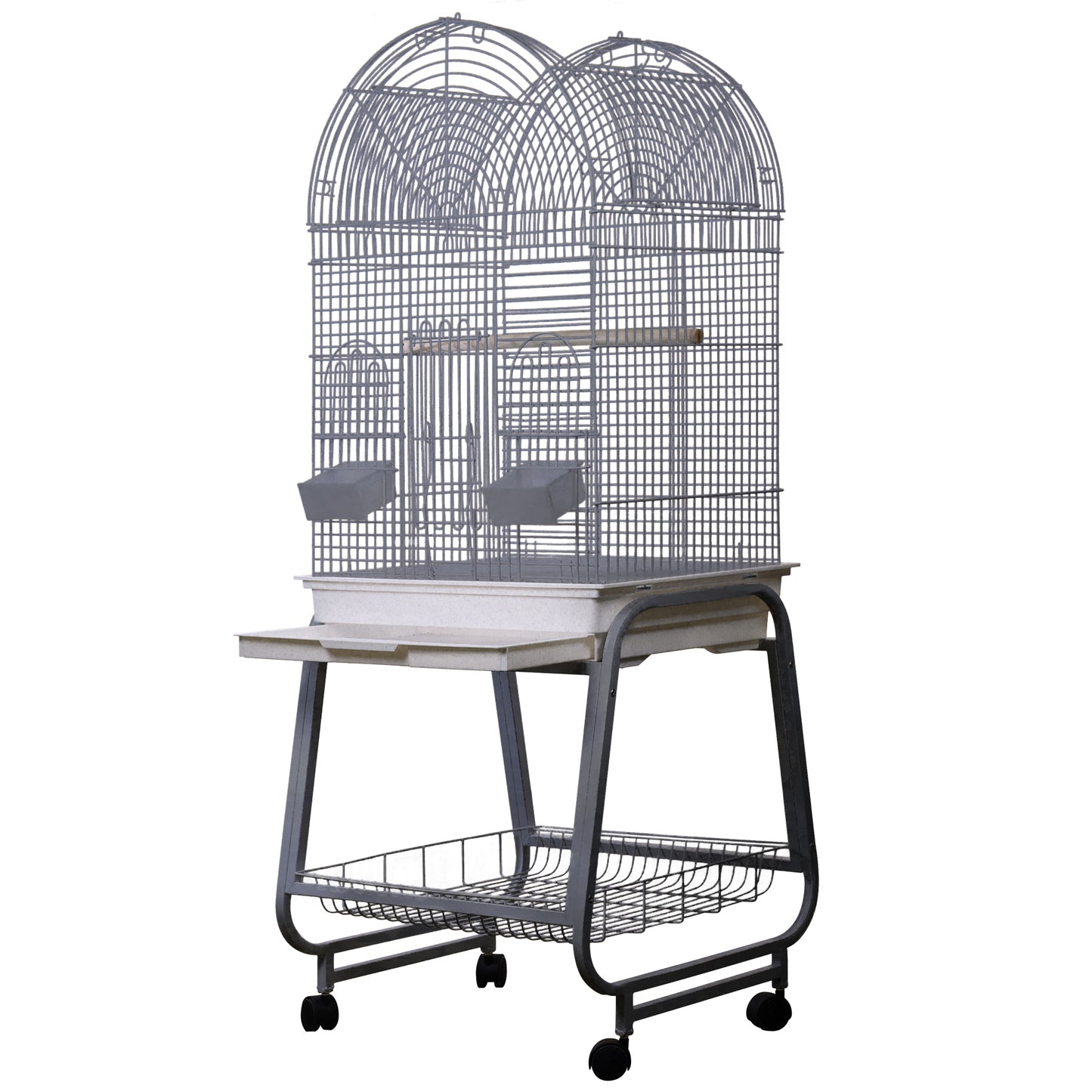 Opening Dome Top, Plastic Base, and Removable Metal Stand - Platinum 22"x17"x58"