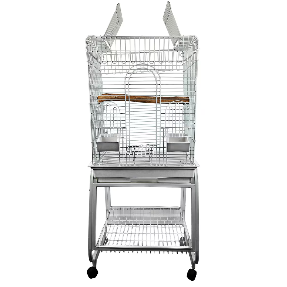 Open Flat Top Cage - White 22"x18"x62"