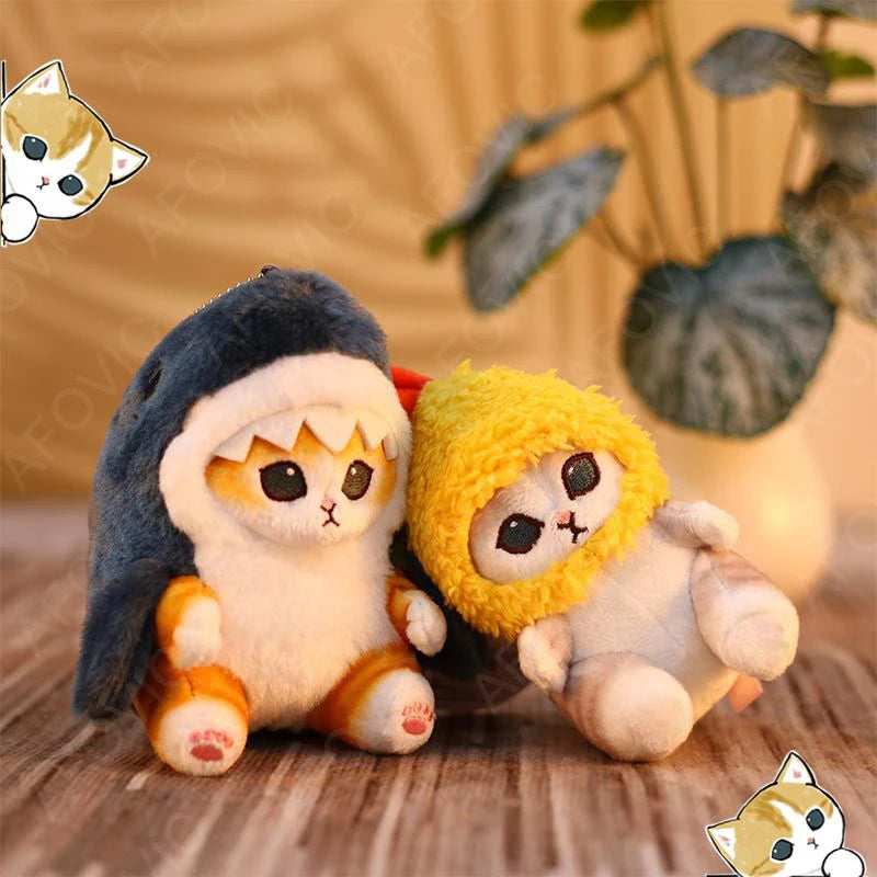 12cm Hot Cute Shark Cat Fried Shrimp Cat Plush Doll Pendant Doll Beautiful Room Car Bag Decoration Pendant Opening Holiday Gift