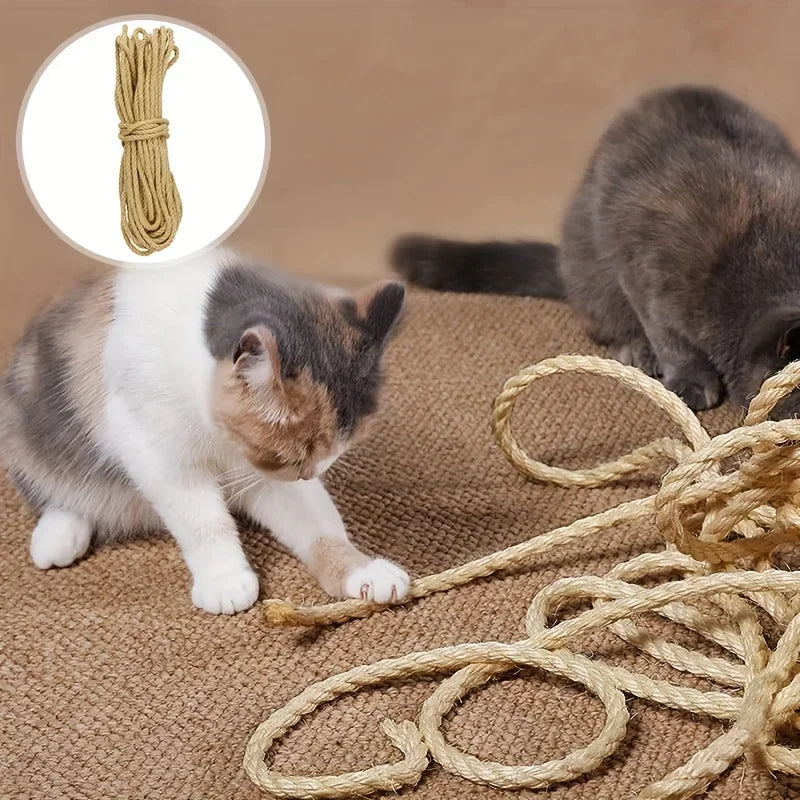 4mm/6mm/8mm /10mm Natural Sisal Rope Cat Scratcher Rope Tree Scratching DIY Toy Scratching Post Cat Paw Claw Furniture Protector