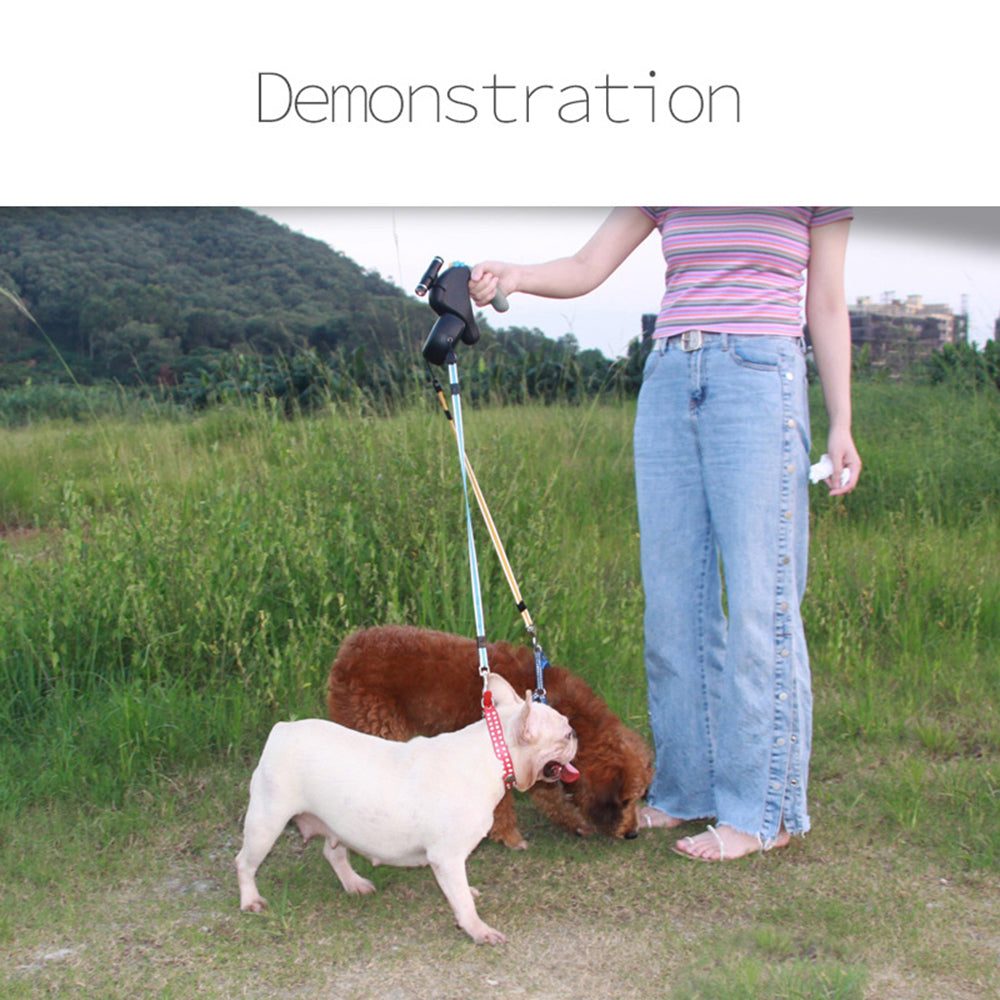 Dual Dog Rope Leash Pet Traction Rope Belt Retractable for 2 Dogs Walking Double with Light Rotation Pet Rope Pet Supplies