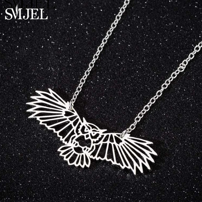 SMJEL Wild Animal Necklace Stainless Steel Hummingbird Necklaces & Pendants Cute Eagle Phoenix Swallow Birds Necklace collares