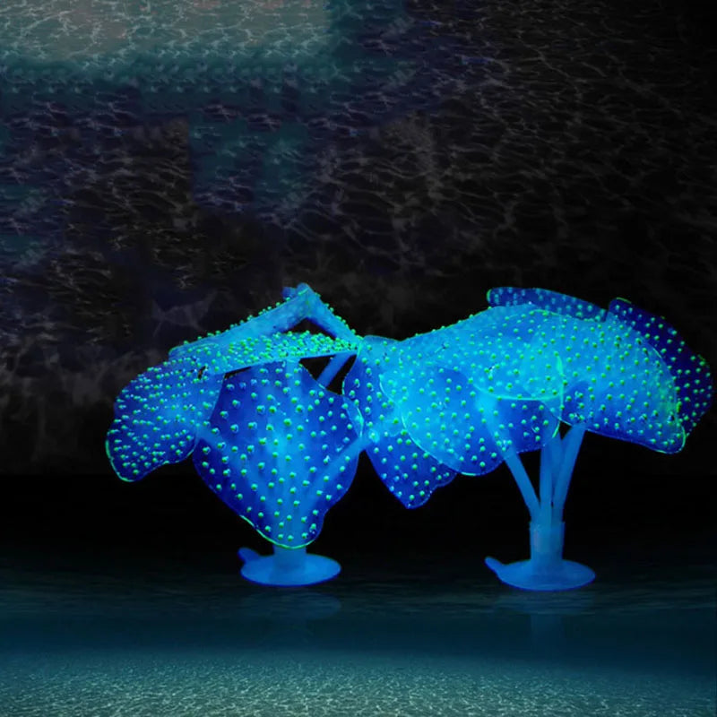 Fluorescent Fish Tank Aquarium Decoration Artificial Coral Simulation Plant Ornament Pets Underwater Landscape With Suction Cup