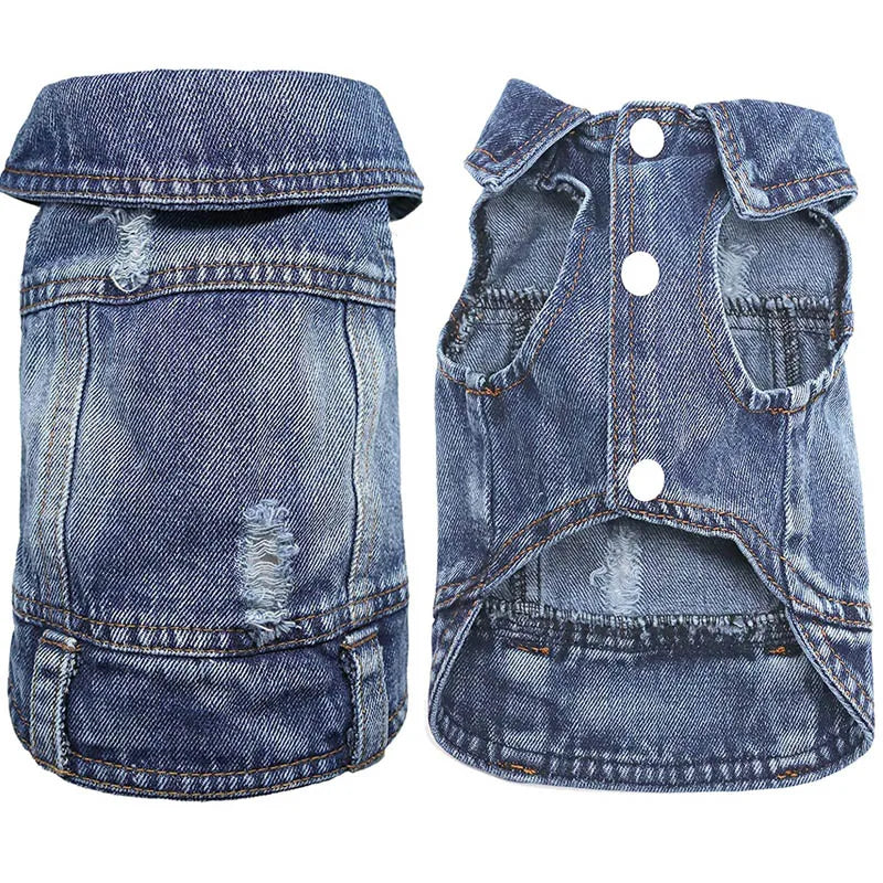 Dog Denim Jacket for Small Medium Dogs Yorkie Chihuahua Bulldog Beagle Pet Clothes Cool Dog Jean Coat Puppy Lapel Vest Apparel