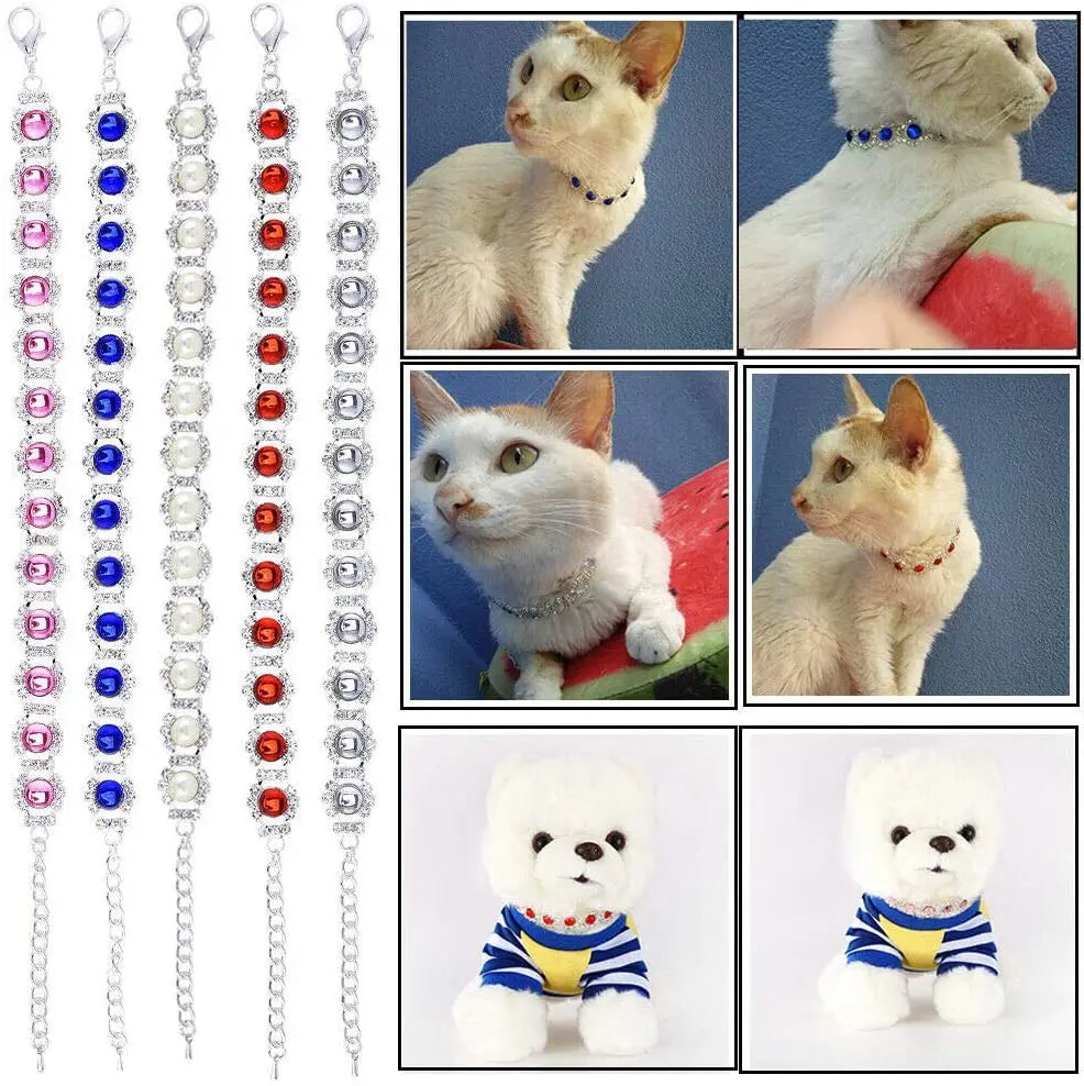 Bling Rhinestone Dog Necklace Jewelry Luxury Designer Gemstone Princess Dog Cat Wedding Collar for Small Medium Dogs Puppy