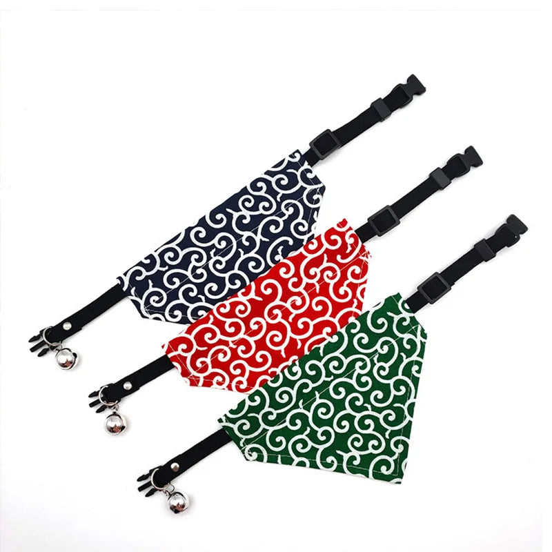Original Pet Dog Bandana Tang Thread Printing Puppy Bib Bow Tie Party Neck Accessories Kitten Grooming Kerchief Shiba Inu Collar