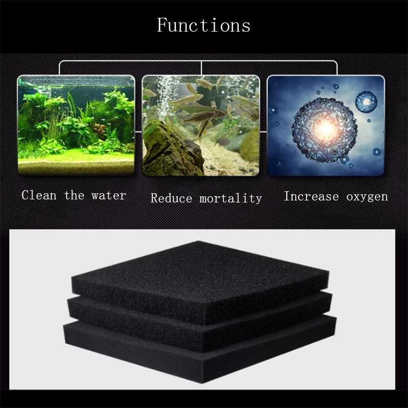 40cmx30cmx2cm Black Filtration Foam Aquarium Fish Tank Biochemical Filter Sponge Pad Skimmer Long Use Time Sponges Supply Tank