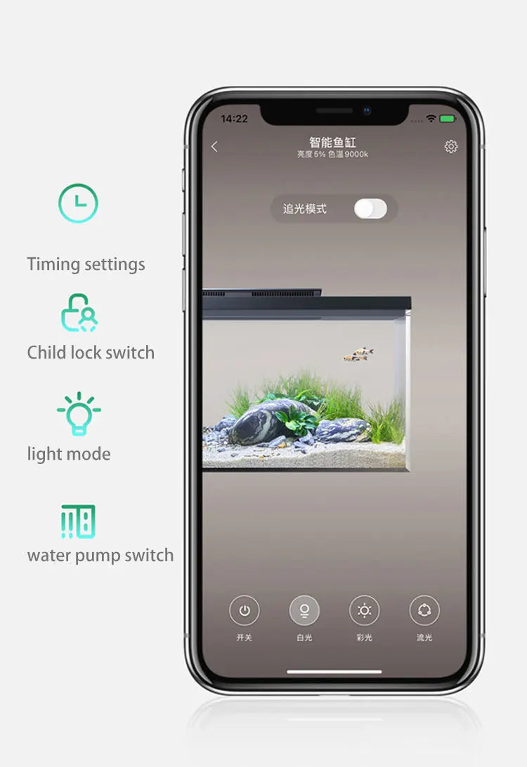 Smart Fish Tank Pro 15L Aquarium Eco-Friendly Mobile APP Control Smart Lighting System Light