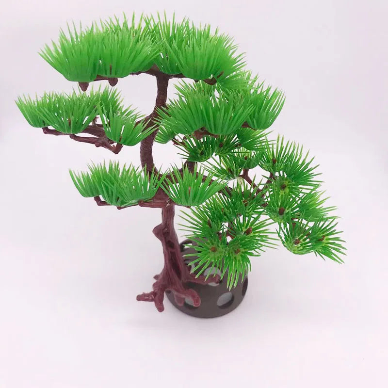 Artificial Aquarium Plastic Pine Tree Fish Tank Plants Decoration Green Red Water Grass Viewing Decorations Simulated Decor