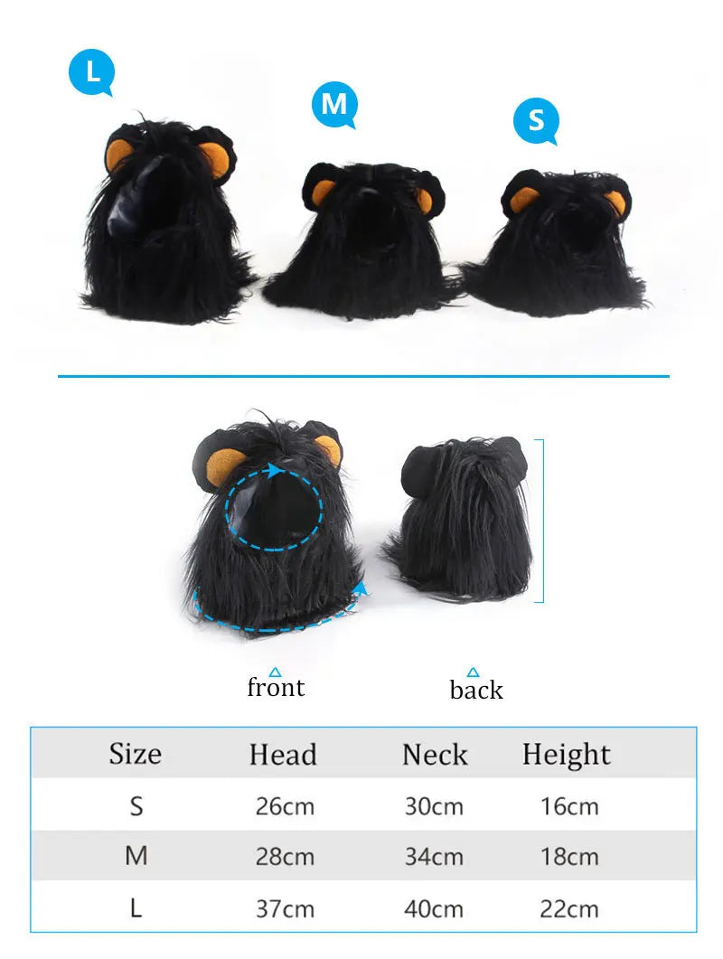 Lion Shaped Cosplay Hat for Cat Black Designer Pet Dog Accessories Winter Christmas Costume Kitten Head Wear Puppy Pet Supplies