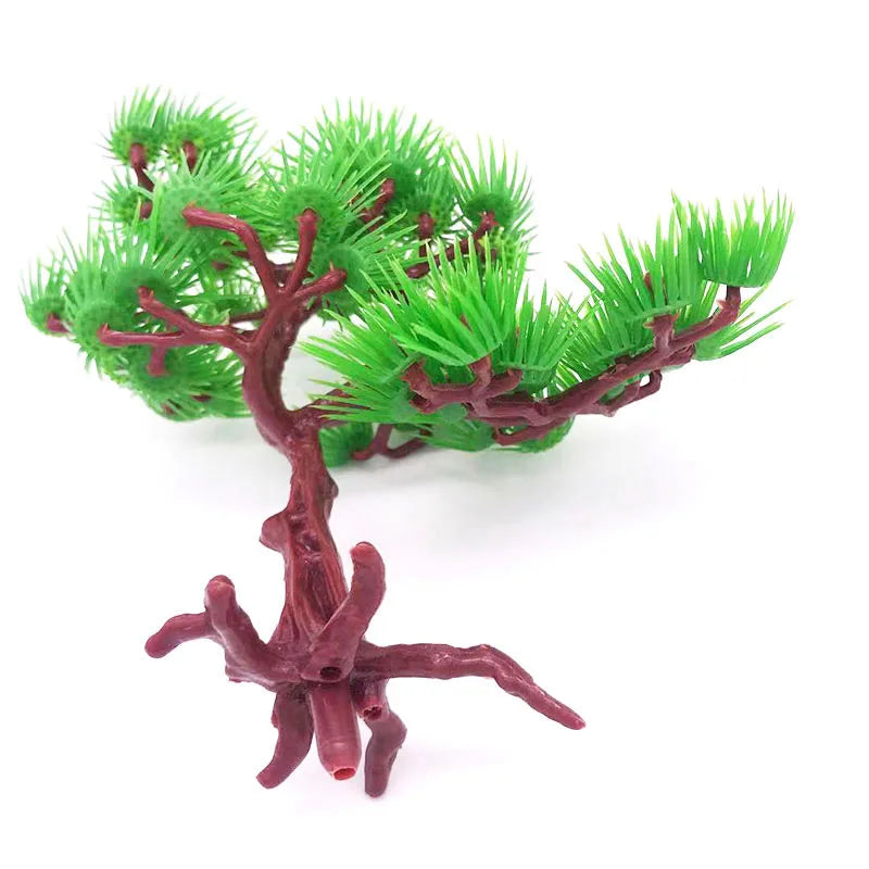 Artificial Aquarium Plastic Pine Tree Fish Tank Plants Decoration Green Red Water Grass Viewing Decorations Simulated Decor