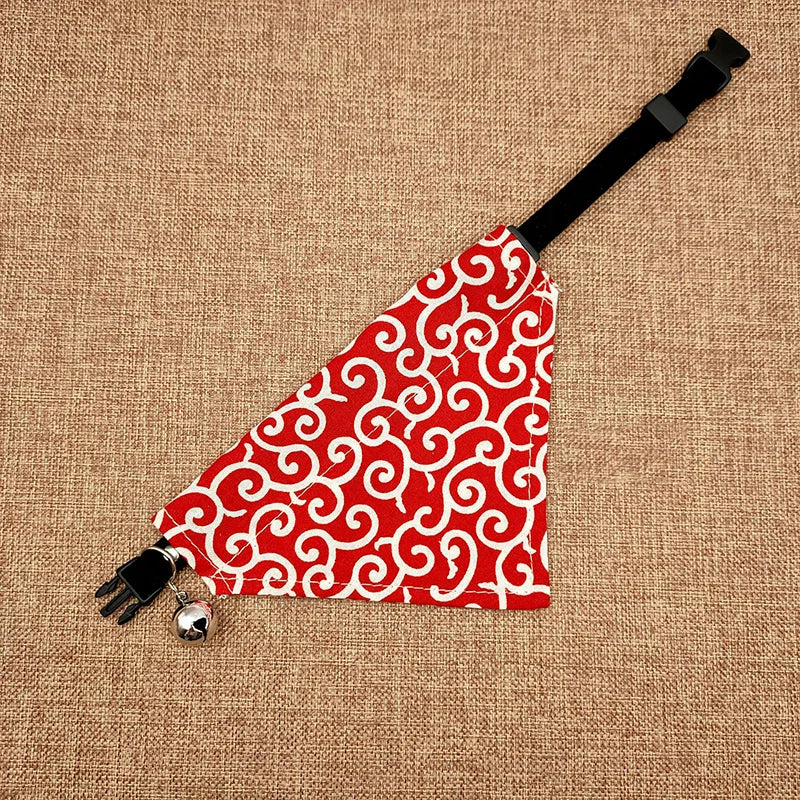 Original Pet Dog Bandana Tang Thread Printing Puppy Bib Bow Tie Party Neck Accessories Kitten Grooming Kerchief Shiba Inu Collar