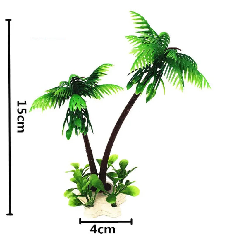 Aquarium Fish decorations Nontoxic Decorative Artificial Coconut Tree Water Ornament Plant Aquarium Plants Grass Backgrounds New