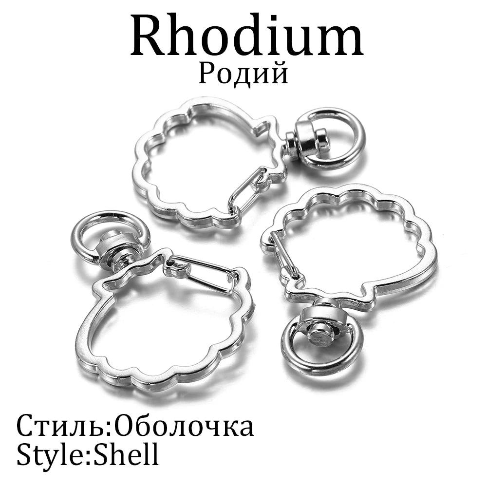 10pcs/lot Star Moon Heart Cat Dog Shell Dolphins Flowers Charms Lobster Clasps Hook For DIY Key Chain Jewelry Making Accessories