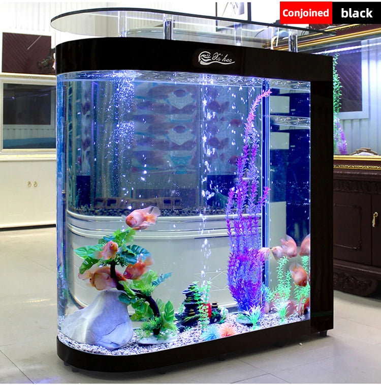 Small and medium-sized ultra-white glass hot bending tank bullet large screen ecological goldfish tank aquarium