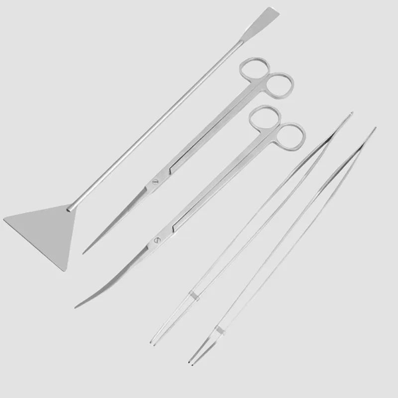 Stainless Steel Aquarium Tank Tools Kit Fish Tanks Aquatic Plants Grass Scissor Tweezers Shovel Kit Aquarium Maintenance Tools