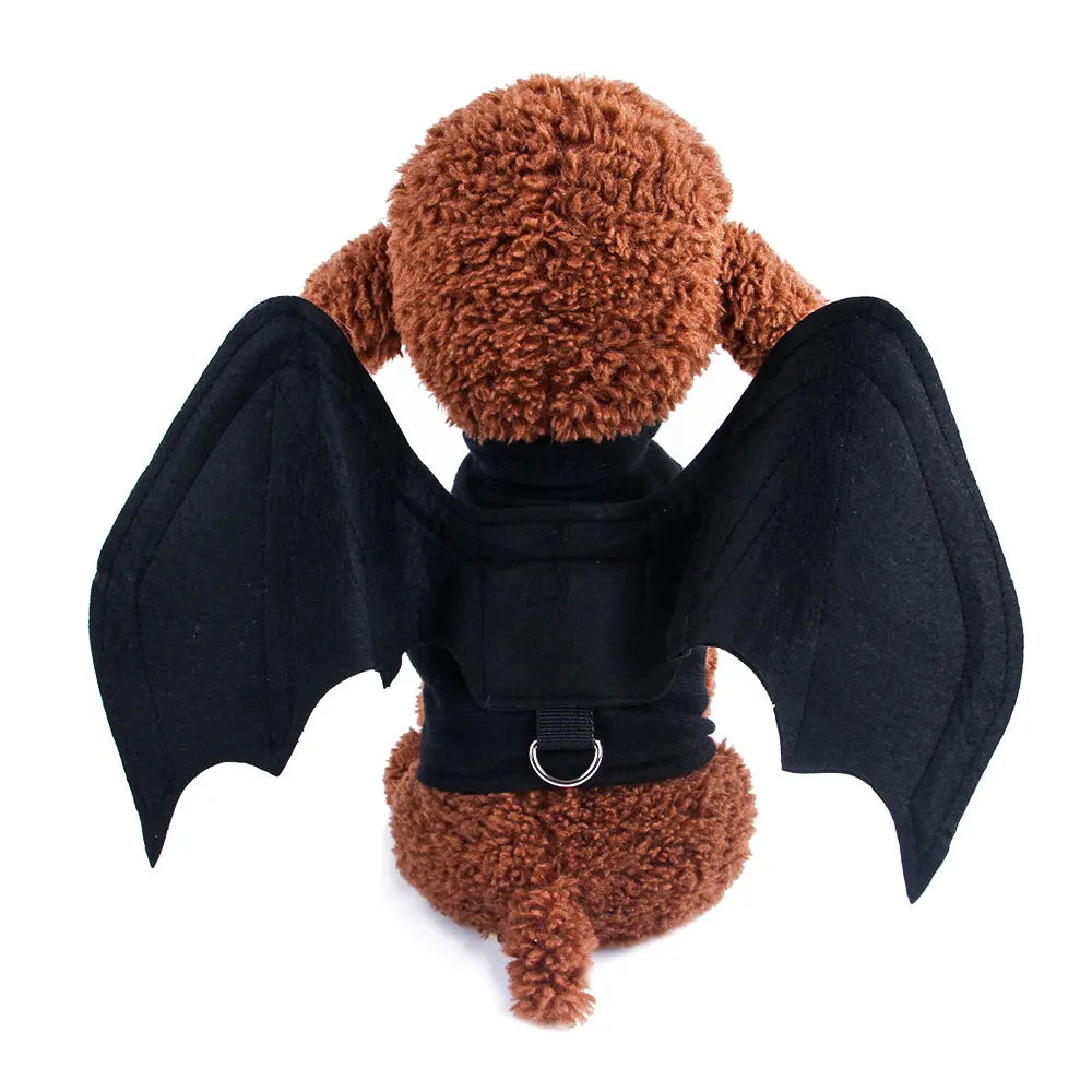 Fancy Cat Clothing Dark Elf Vampire Bat Halloween Black Dress With Bells Cosplay Lifelike Wings High Quality Christmas Costume