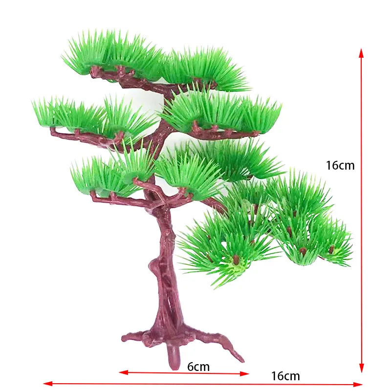 Artificial Aquarium Plastic Pine Tree Fish Tank Plants Decoration Green Red Water Grass Viewing Decorations Simulated Decor