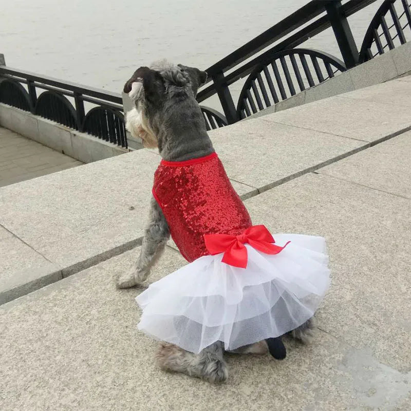 Small Dog Dress Pet Tutu Dress with Sequin Bows Princess Tulle Skirt Puppy Dog Clothes Chihuahua York Terrier Pet Apparel