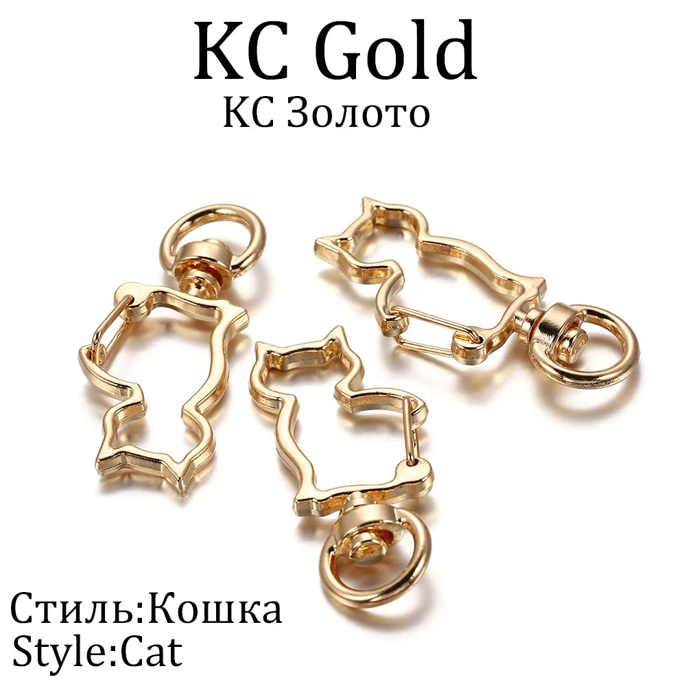 10pcs/lot Star Moon Heart Cat Dog Shell Dolphins Flowers Charms Lobster Clasps Hook For DIY Key Chain Jewelry Making Accessories