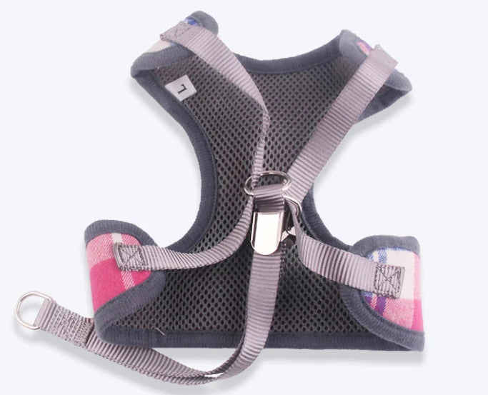 Plaid Dog Harness and Leash Set for Small Medium Dogs Cats Puppy French Bulldog Pet Bowtie Tuxedo Vest Harness