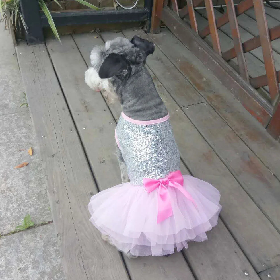 Small Dog Dress Pet Tutu Dress with Sequin Bows Princess Tulle Skirt Puppy Dog Clothes Chihuahua York Terrier Pet Apparel