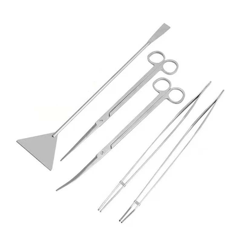 Stainless Steel Aquarium Tank Tools Kit Fish Tanks Aquatic Plants Grass Scissor Tweezers Shovel Kit Aquarium Maintenance Tools