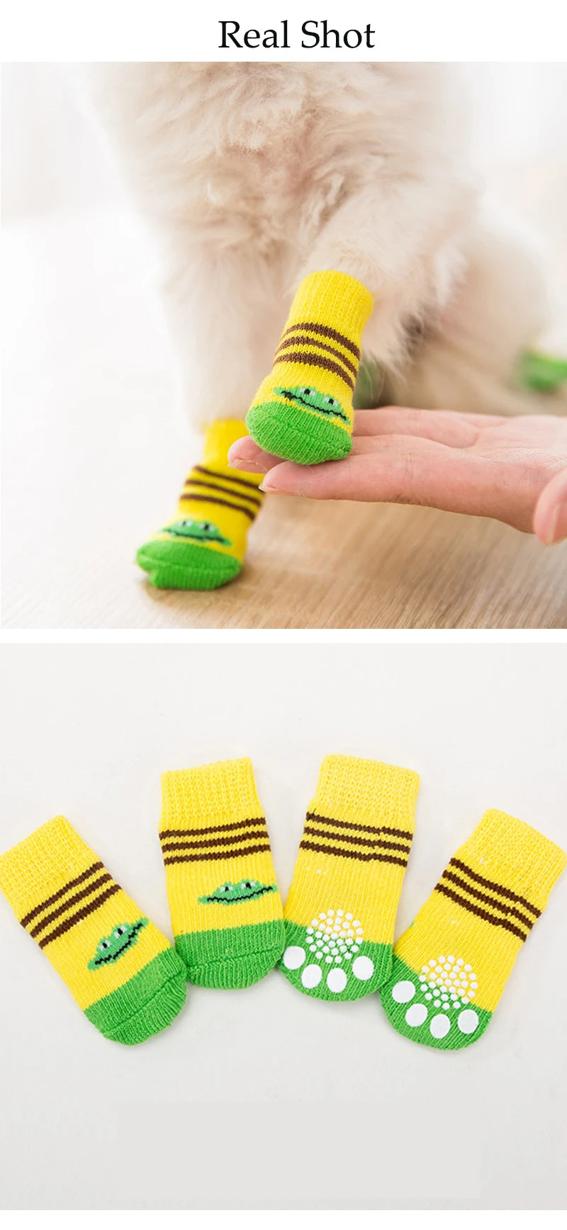 4pcs/Set Printed Pet Dog Socks High Elasticity Small Big Puppy Chihuahua Thick Paw Protector Winter Warm Booties Pet Accessories