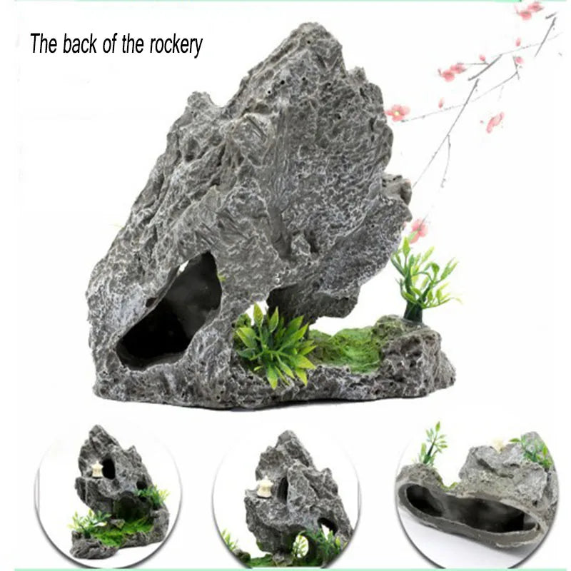 Artificial Aquarium Decorations Rockery Mountain View Rock Cave Stone Tree Fish Tank Ornament Decoration Aquarium Background
