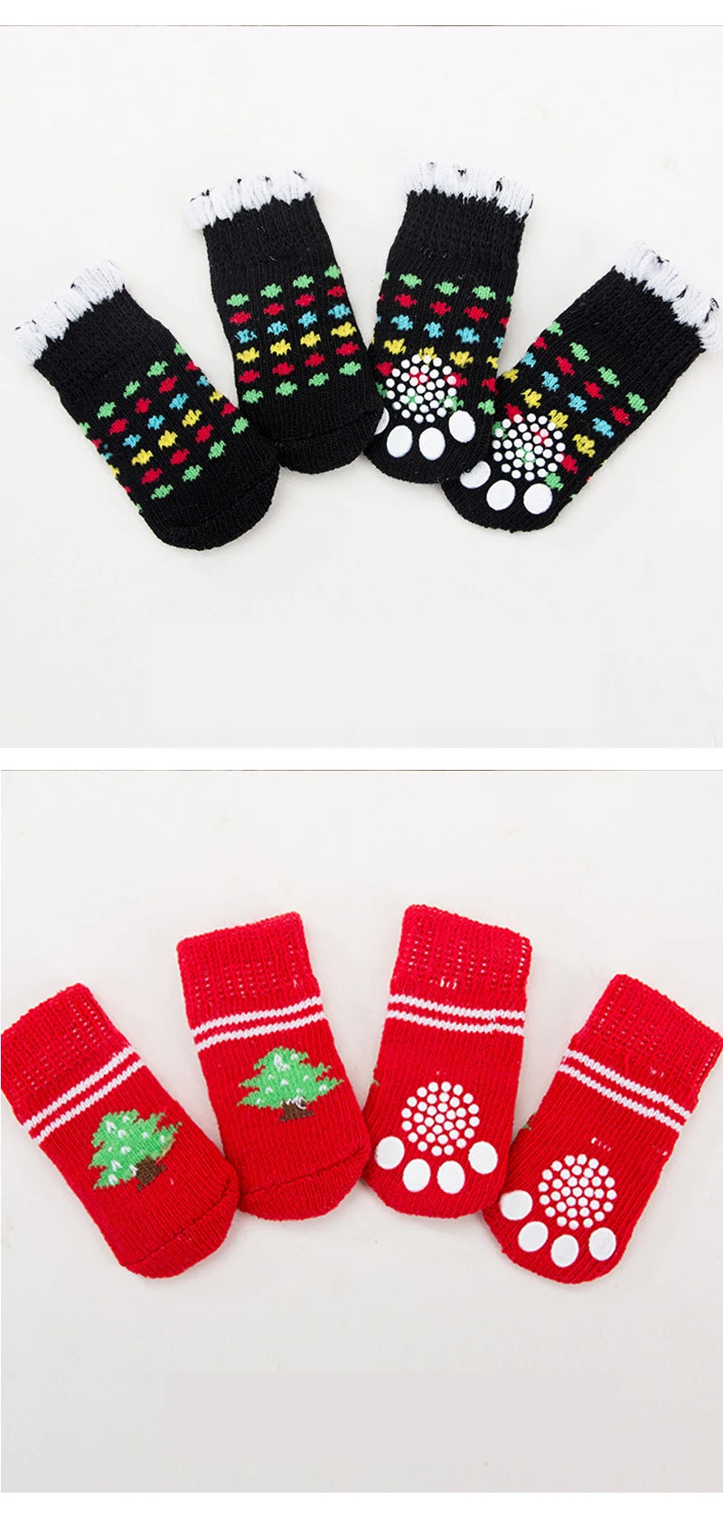 4pcs/Set Printed Pet Dog Socks High Elasticity Small Big Puppy Chihuahua Thick Paw Protector Winter Warm Booties Pet Accessories