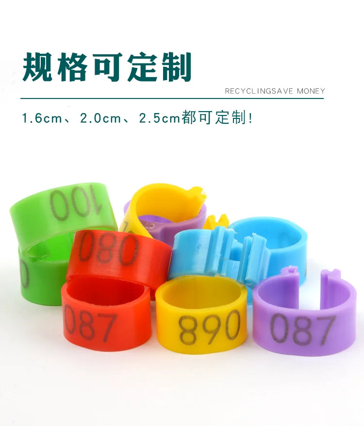 100Pcs Plastic 1.6/2.0cm Quail Bird Chicken Hen Pigeon Poultry Chicks Duck Parrot Foot Clip Rings Mark Sign