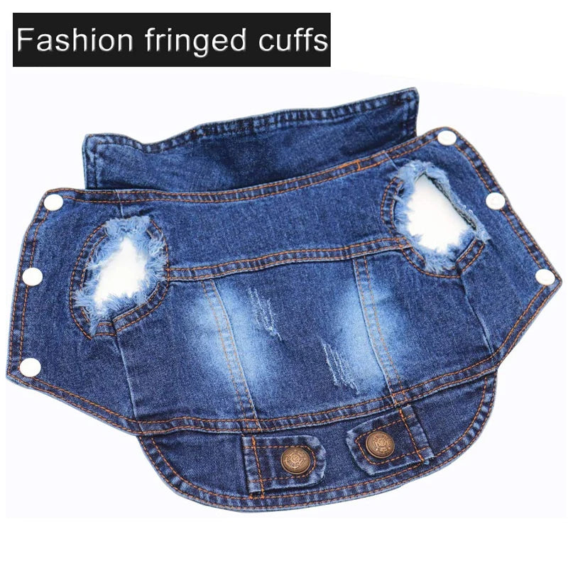 Dog Cat Clothes Jeans Jacket for Small Medium Dogs Beagle Yorkie Chihuahua Dark Wash Denim Coat Spring Autumn Pet Apparel