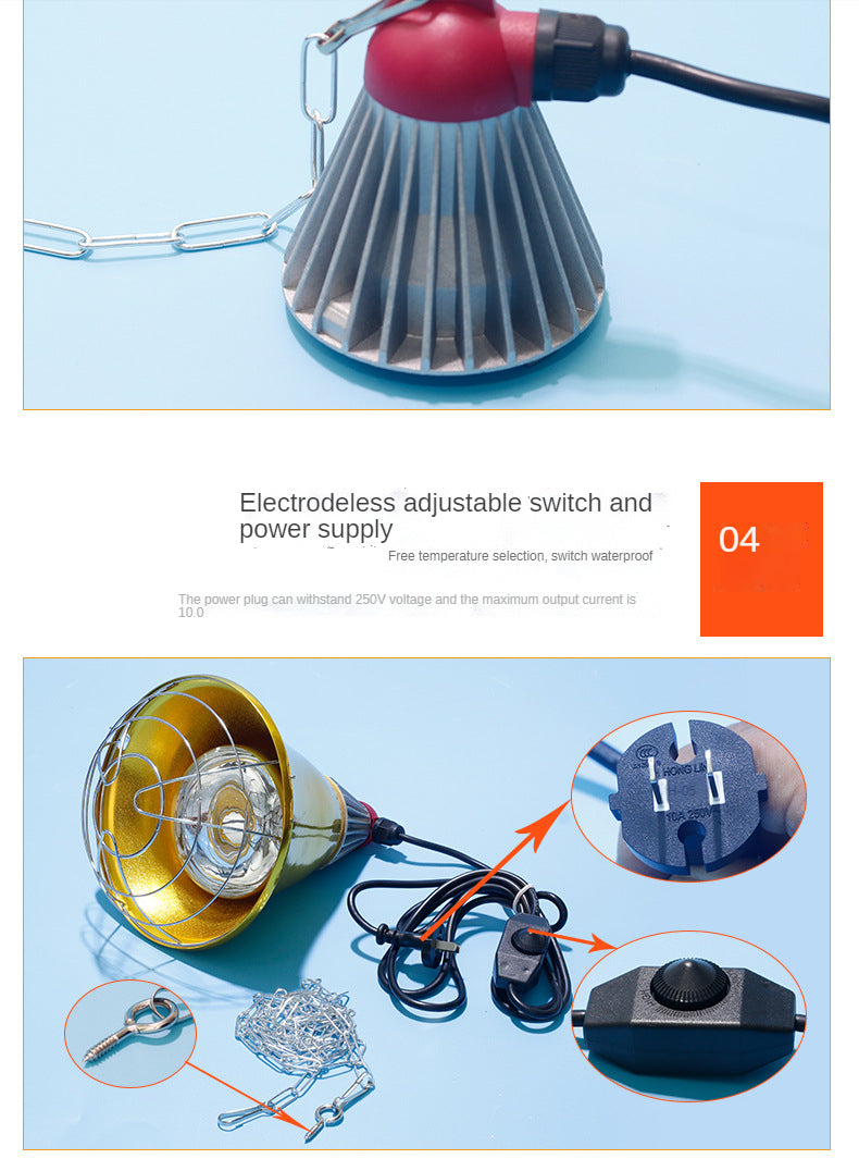 Thermal Insulation Lamp Shade with Switch for Breeding Animals, Heating Lamp Shade for Chickens Piglet Waterproof Lamp Shade F
