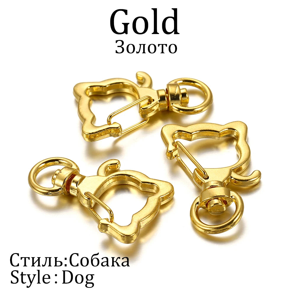 10pcs/lot Star Moon Heart Cat Dog Shell Dolphins Flowers Charms Lobster Clasps Hook For DIY Key Chain Jewelry Making Accessories