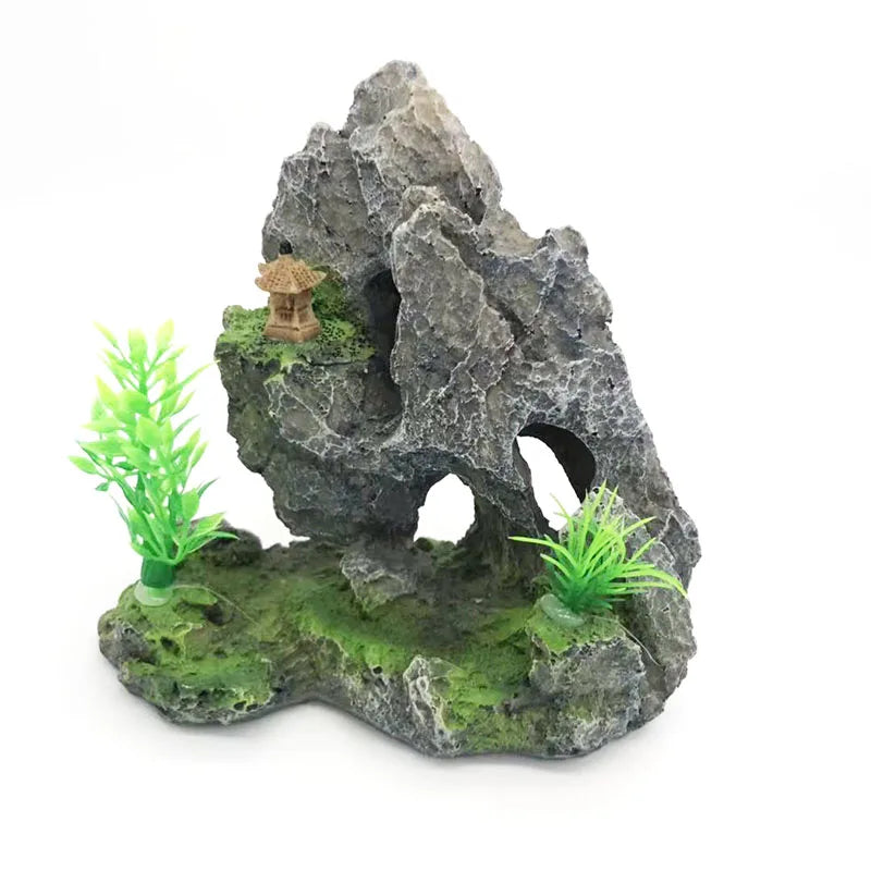 Artificial Aquarium Decorations Rockery Mountain View Rock Cave Stone Tree Fish Tank Ornament Decoration Aquarium Background