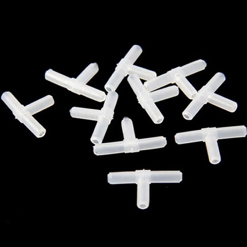 10pcs/lot 4mm Plastic Aquarium Fish Tank Air Pump Connector T Shaped Connector Control Valve Air Pipe Tube Fish Accessories