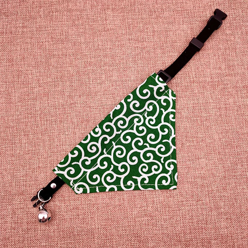 Original Pet Dog Bandana Tang Thread Printing Puppy Bib Bow Tie Party Neck Accessories Kitten Grooming Kerchief Shiba Inu Collar