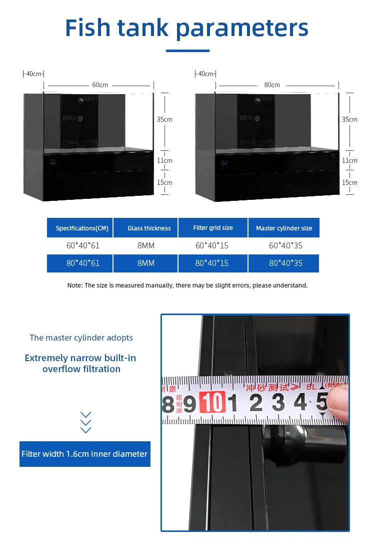 Multiple filtration tabletop glass fish tank artificial aquarium multifunctional desktop fish tank without base cabinets
