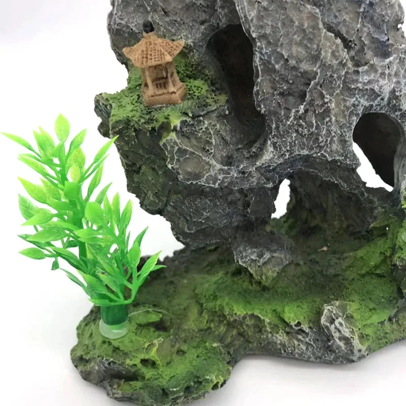 Artificial Aquarium Decorations Rockery Mountain View Rock Cave Stone Tree Fish Tank Ornament Decoration Aquarium Background