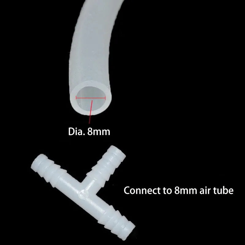 10pcs 8mm Plastic Aquarium Connectors Tee Straight T-shaped 3 Way Connector for Water Air Pump Fish Tank Aquarium Accessories