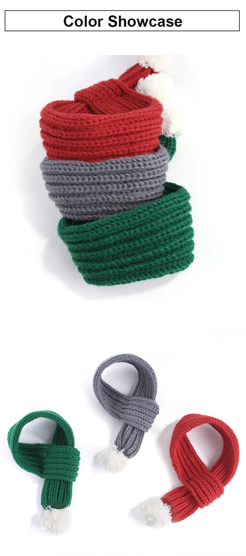Solid Knitting Winter Pet Scarf for Dogs Christmas New Year Green Red Festival Cat Accessories Adjustable Plush Cozy Dog Collar