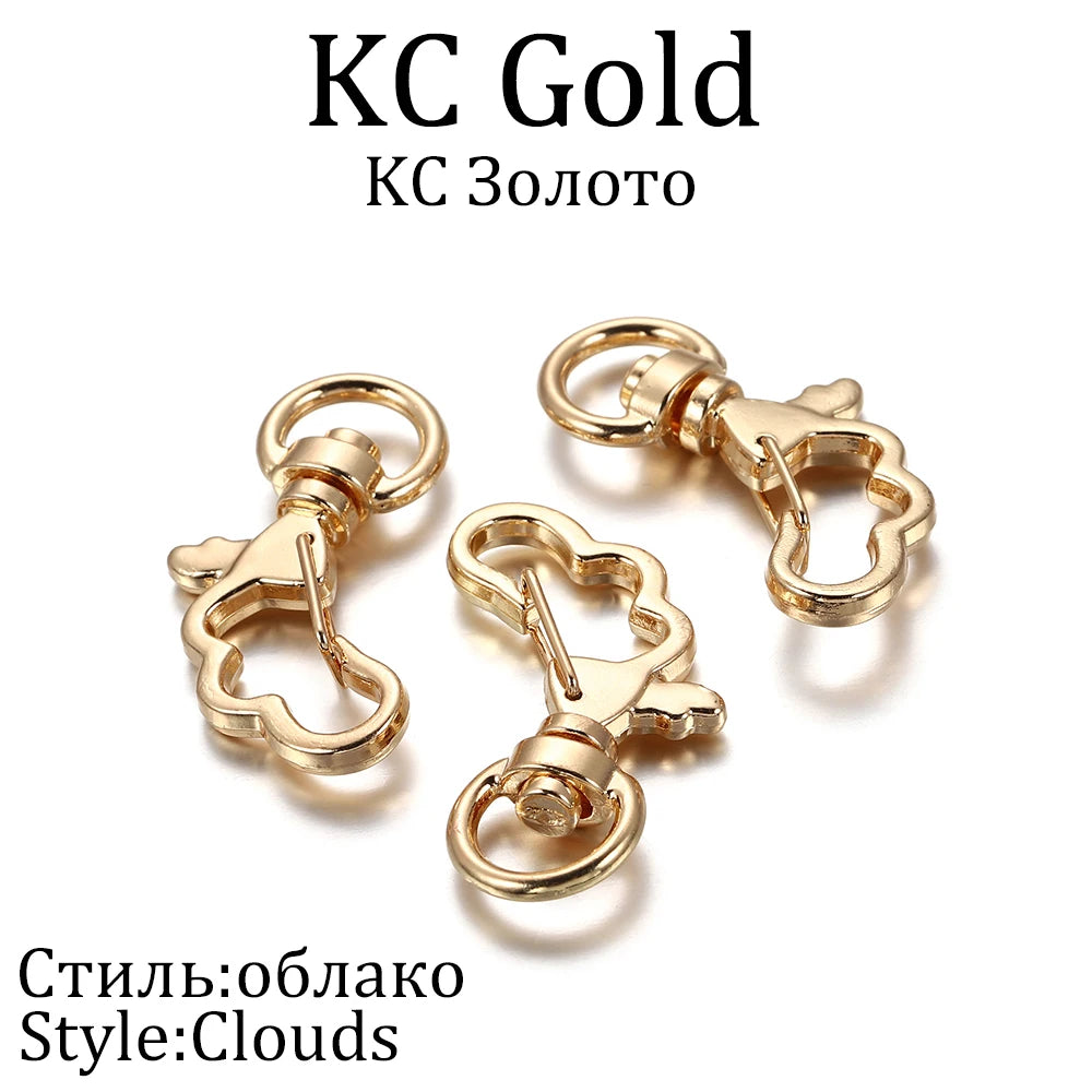 10pcs/lot Star Moon Heart Cat Dog Shell Dolphins Flowers Charms Lobster Clasps Hook For DIY Key Chain Jewelry Making Accessories