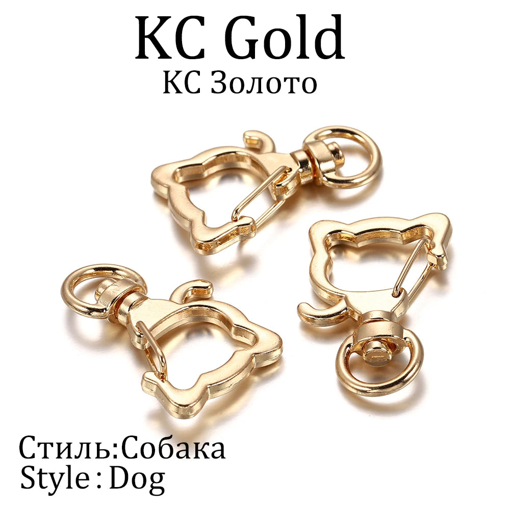 10pcs/lot Star Moon Heart Cat Dog Shell Dolphins Flowers Charms Lobster Clasps Hook For DIY Key Chain Jewelry Making Accessories