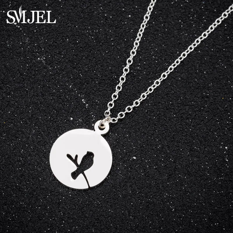 SMJEL Wild Animal Necklace Stainless Steel Hummingbird Necklaces & Pendants Cute Eagle Phoenix Swallow Birds Necklace collares