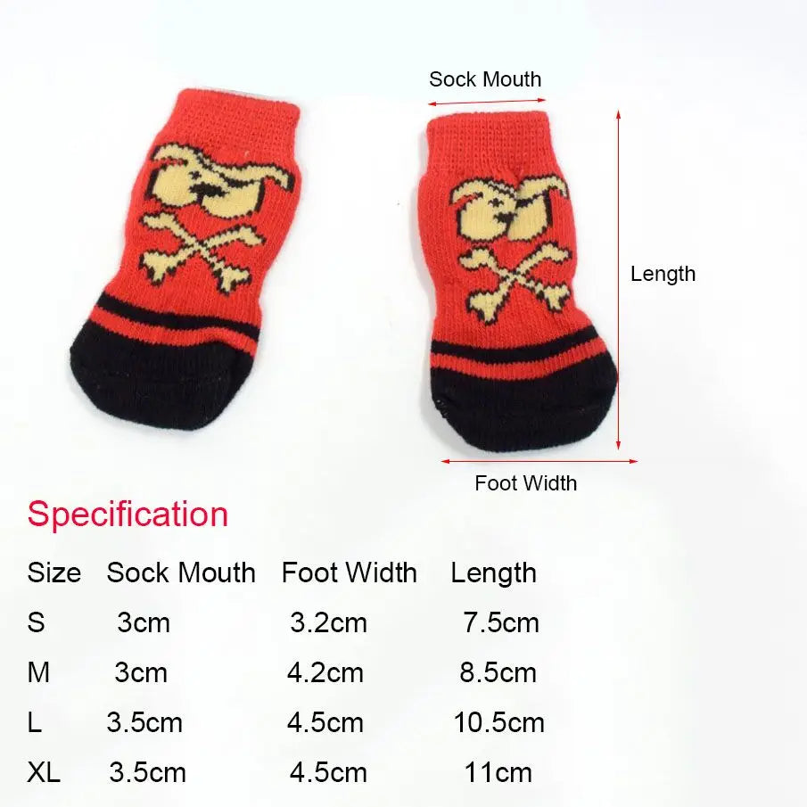 4Pcs Fashion Soft Puppy Dog Pet Knits Socks Cute Cartoon Anti Slip Skid Socks For Small Dogs Breathable Pet Products